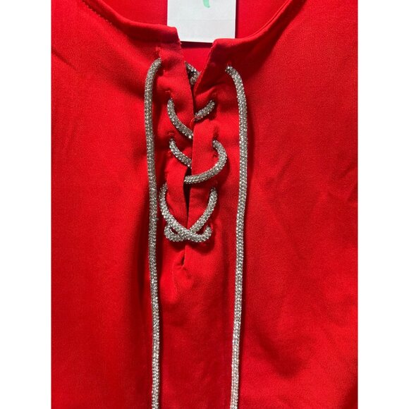 Rue 21 - Women's Short Sleeve V Neck Top - Red - Small - Picture 10 of 12